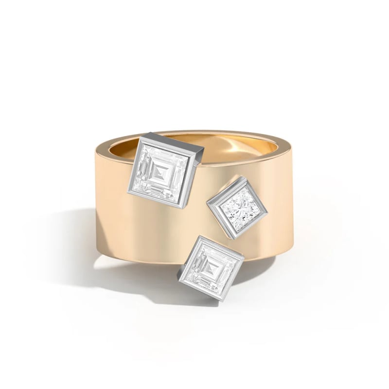 1.66TCW Carre Cut Diamond Unique Wide Wedding Band For Her
