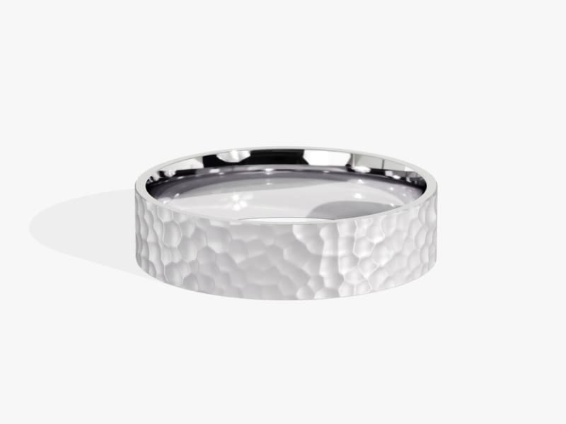 5.0MM Hammered Wedding Flat Band For Women, Minimalist Wedding Band