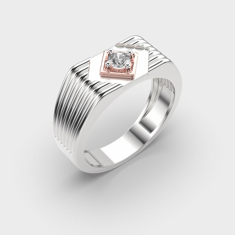 Round Diamond Solitaire Men's Engageemtn Ring In White Gold