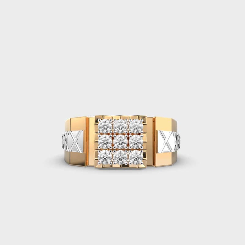 0.60 TCW Round Cut Two Tone Charming Men’s Ring