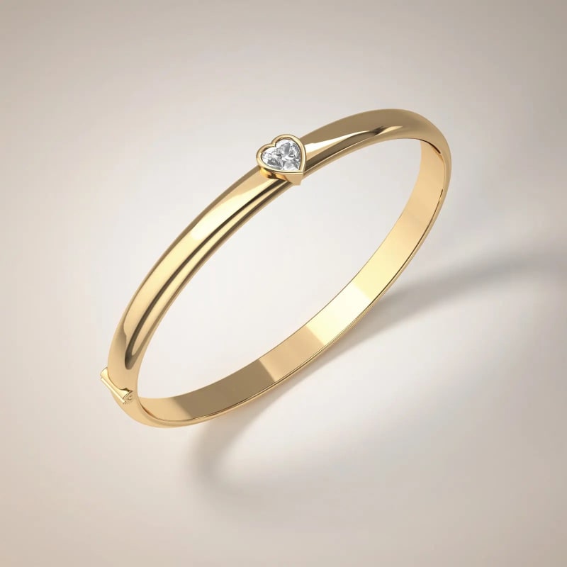 0.30CT Heart Diamond Solitaire Classic Bangle Bracelet For Her