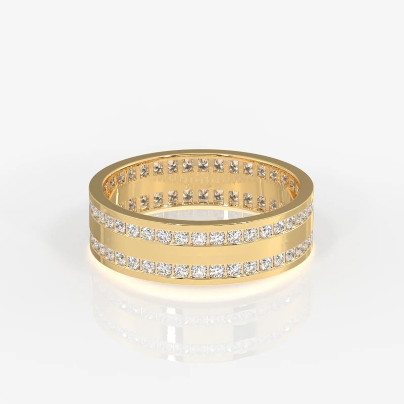 1.0TCW Round Diamond Two Row Pave Men's Wedding Band