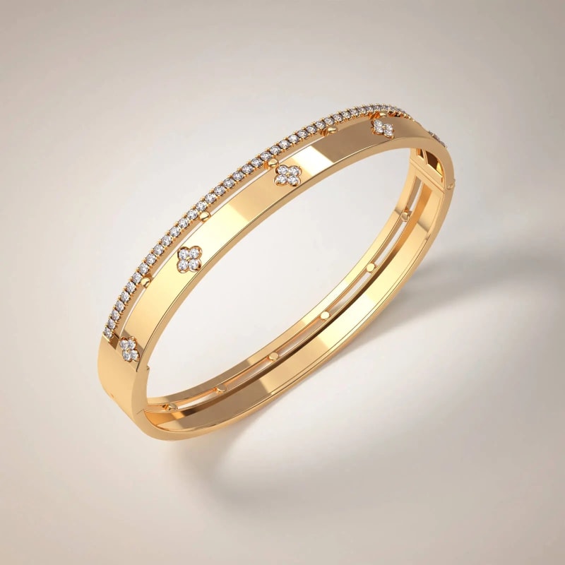 1.10TCW Round Cut Unique Statement Bangle Bracelet For Women