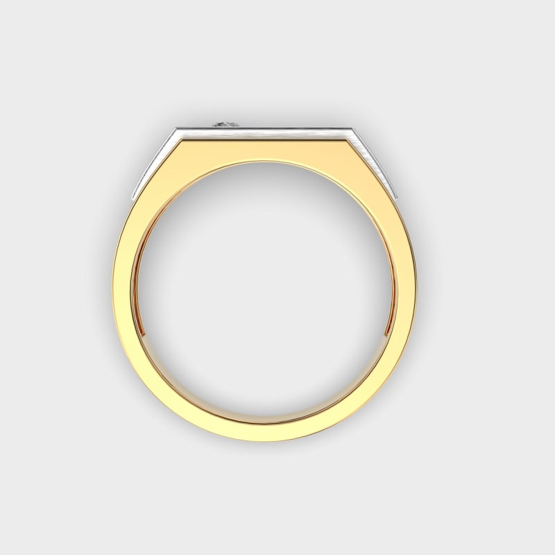 Round Cut Solitaire Two Tone Men's Engagement Ring