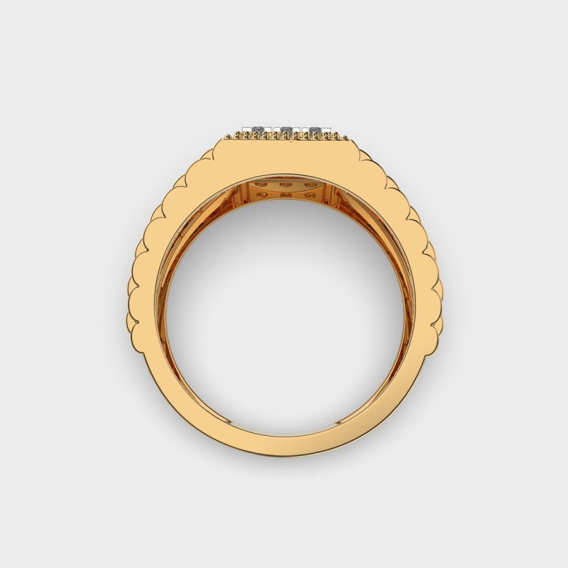 Round Diamond Men's Golden Wedding Ring