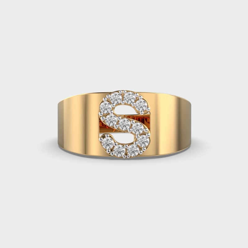 0.30 TCW Round Diamond Customized Letter Men's Wedding Ring