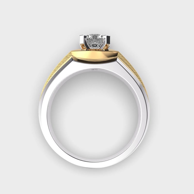 0.80CT Round Cut Solitaire Two Tone Men's Engagement Ring