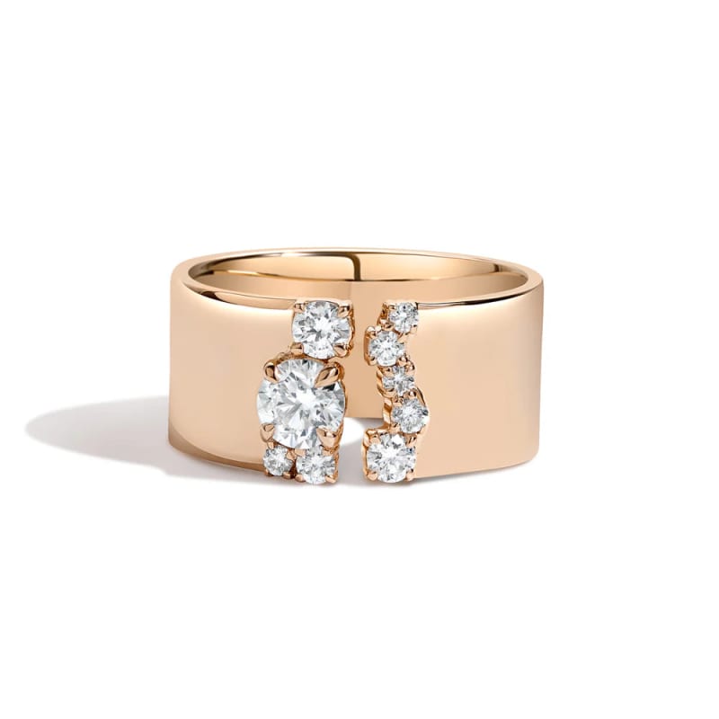 0.58TCW Round Cut Cluster Diamond Open Cuff Wedding Band