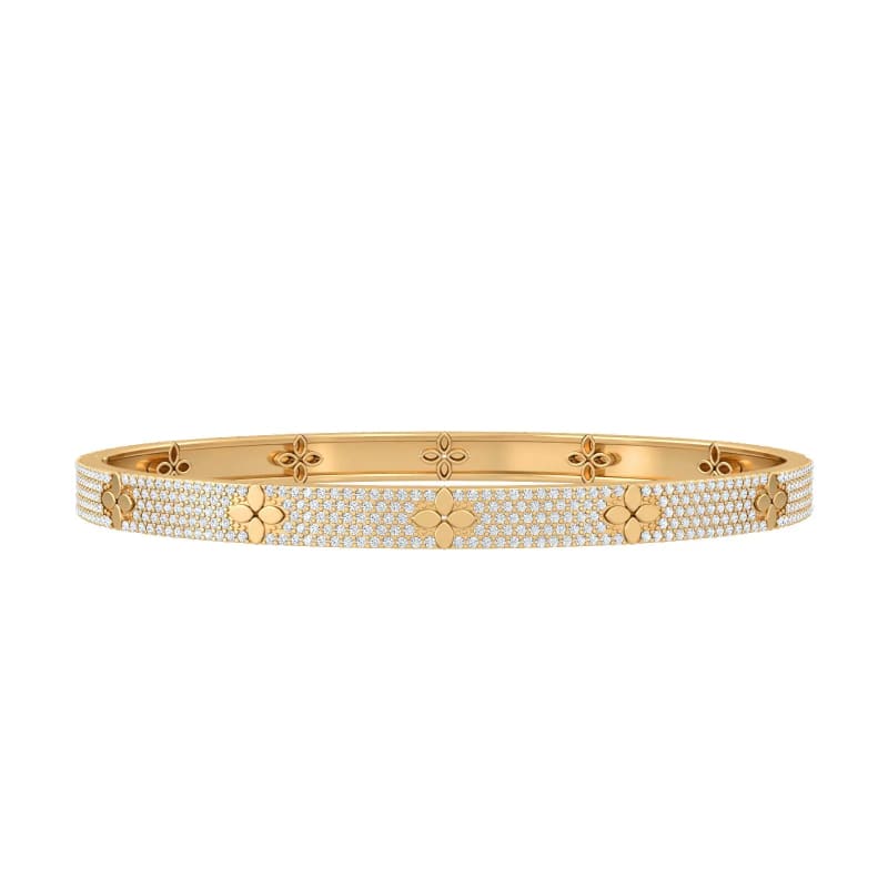 Round Cut Cluster Diamond Classic Bangle Bracelet For Her