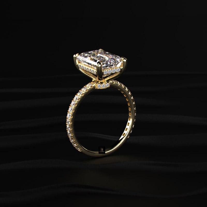 Hidden Halo Radiant Cut Lab Diamond Engagement Ring RG1018