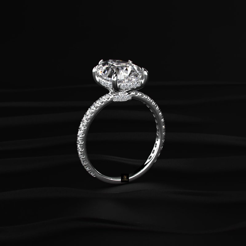 Pavé Stem Oval Lab Grown Diamond Engagement Ring RG1019