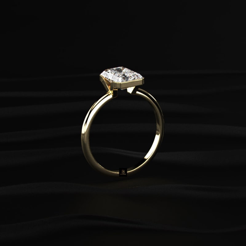 Bezel Floating Oval Cut Lab Diamond Solitaire Ring RG1034