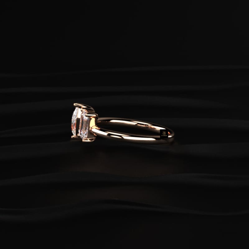 East-West Bar Setting Emerald Cut Diamond Ring RG1082