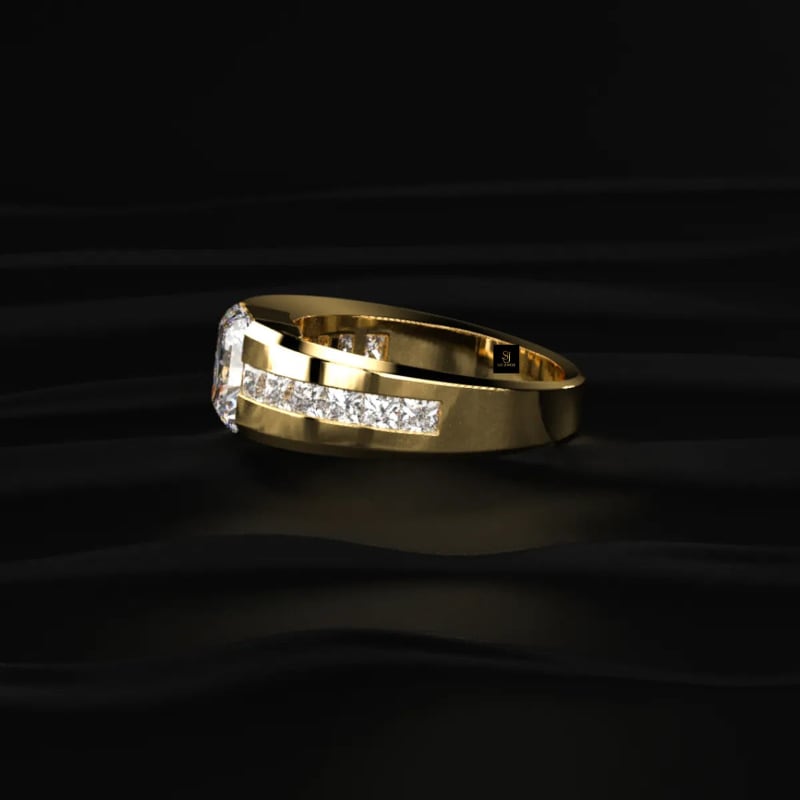 Men's Channel Set Brilliant Round Diamond Wedding Band RG1139
