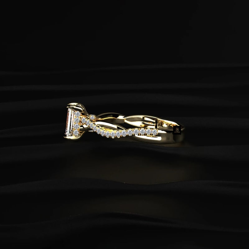 Twisted Rope Emerald Cut Lab Diamond Ring RG1159