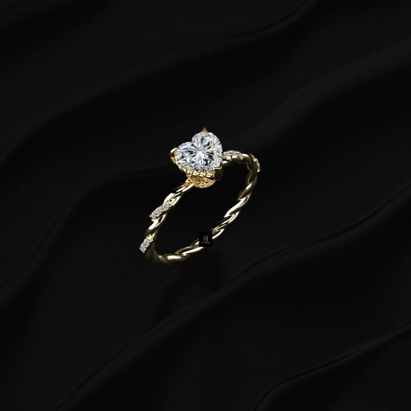 Twisted Shank Heart Shaped Lab Diamond Ring RG1350