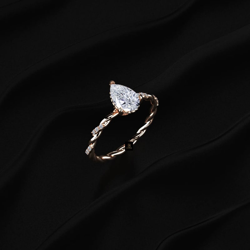 Twisted Vine Pear Cut Lab Diamond Solitaire Ring RG1357
