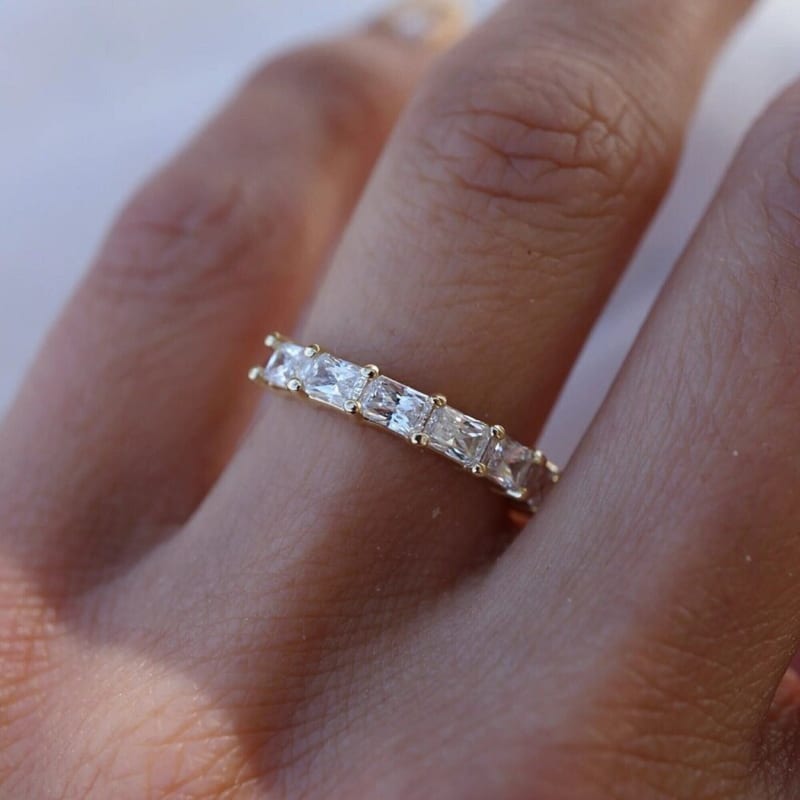 Delicate 0.70 Tcw Radiant Cut Wedding Band_14k Solid Gold Band _radiant Cut