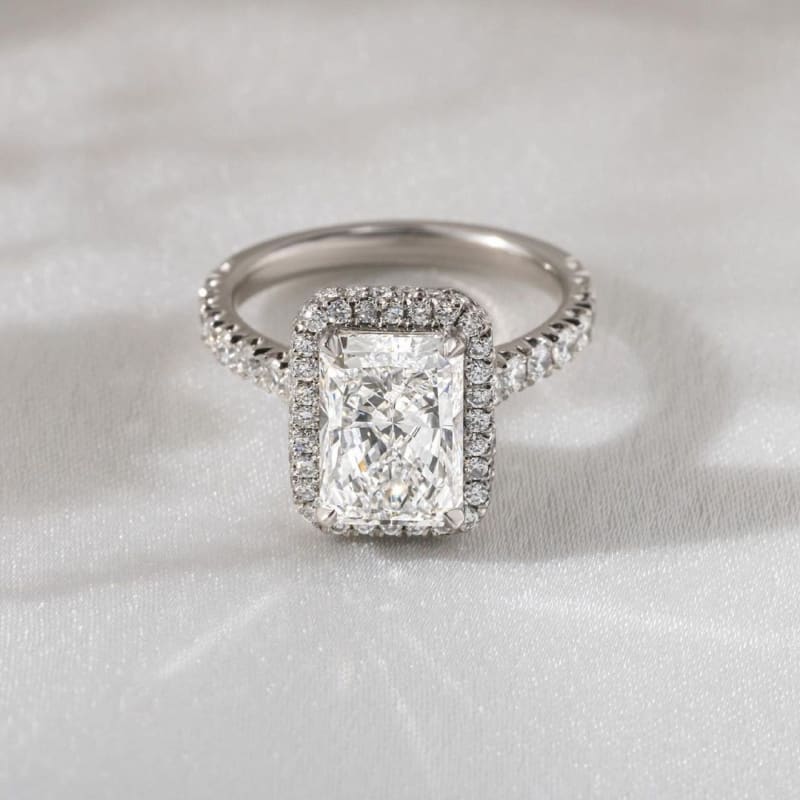 Radiant Cut Solitaire • Art Deco Wedding Ring • Handmade Halo • Under Side 