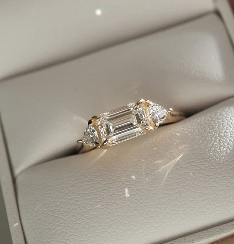 East-west Emerald Cut Trilogy