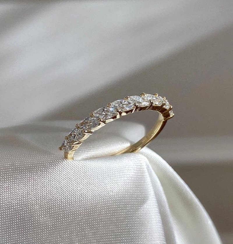 Marquise Cut Wedding Band