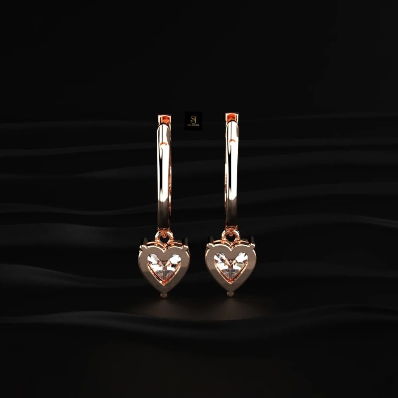 Heart Cut Diamond Huggie Dangle Drop Earrings ST1062