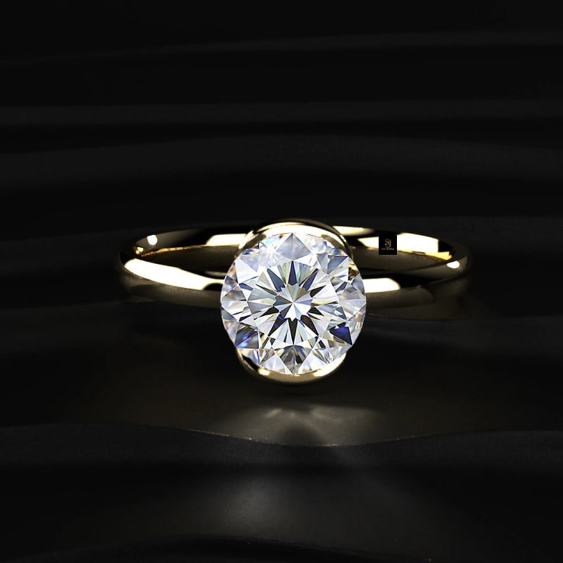 Round Brilliant Half-Bezel Modern Solitaire Ring RG1166