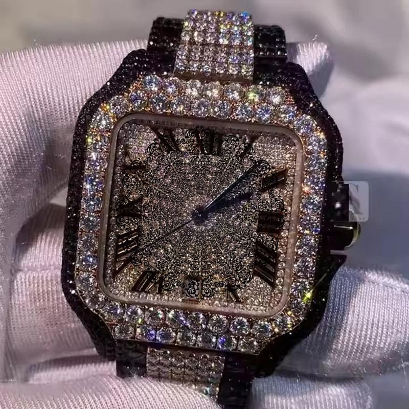 Cartier Santos Black & White Contrast Roman Numeral Dial C-135