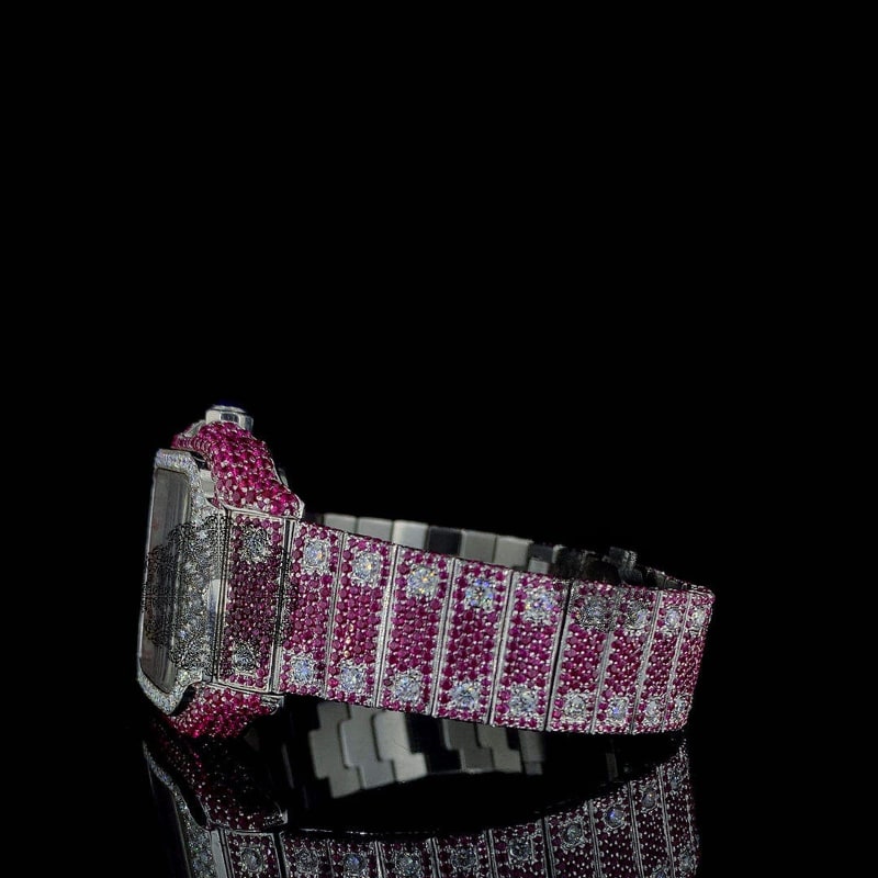 Cartier Santos Full Pavé Diamond Case & Bracelet Luxury Watch C-174