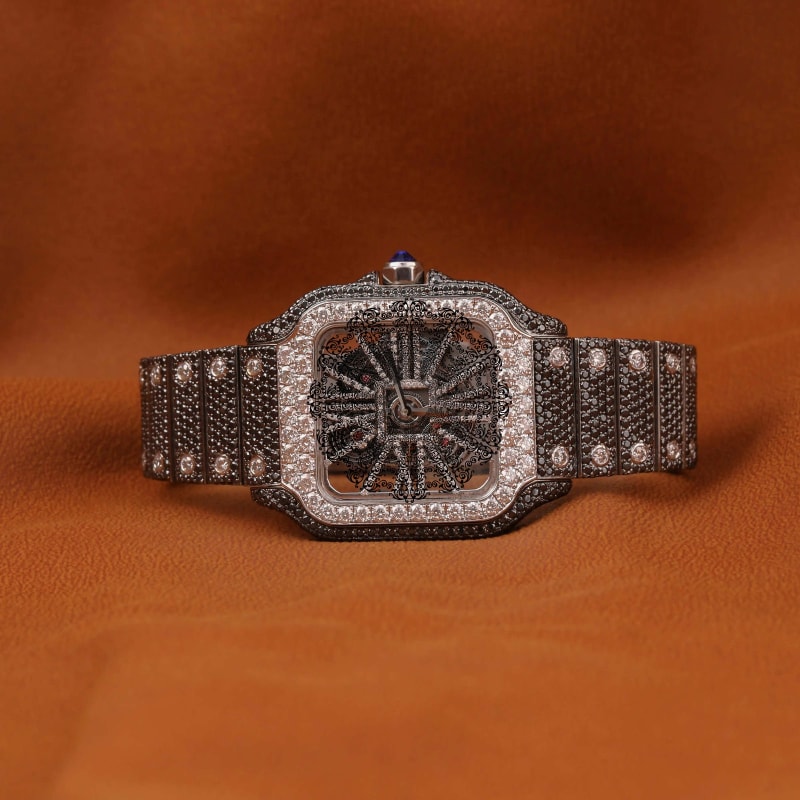 Cartier Santos Skeleton Architectural Blue Steel Mechanical C-102