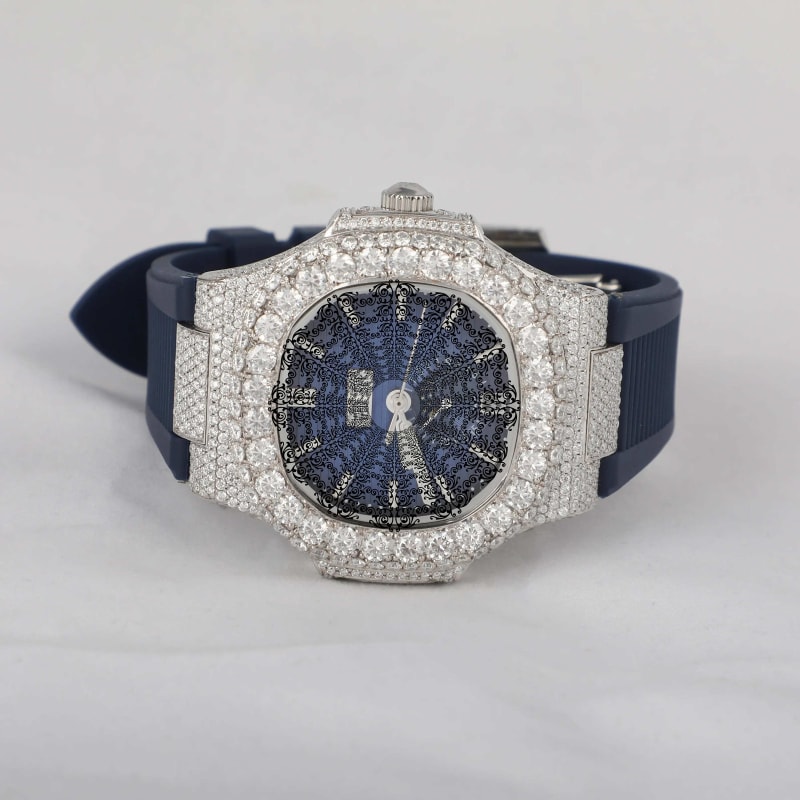 Patek Philippe Nautilus Frosted White Gold Diamond Bezel P-116