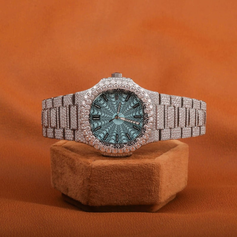 Patek Philippe Nautilus Baguette Diamond Bezel Blue Dial P-107