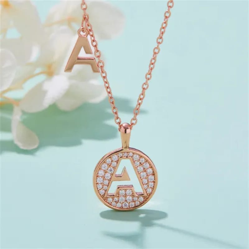 - A - Letter Moissanite Diamond Necklace for Women