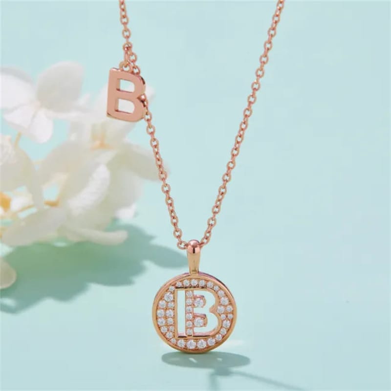 - B - Letter Moissanite Diamond Necklace for Women