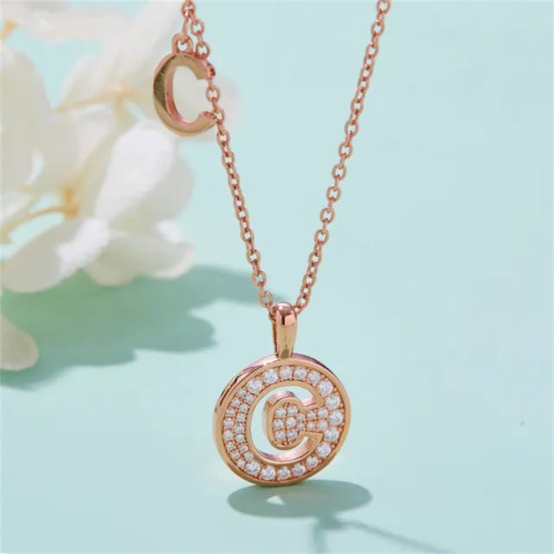 - C - Letter Moissanite Diamond Necklace for Women