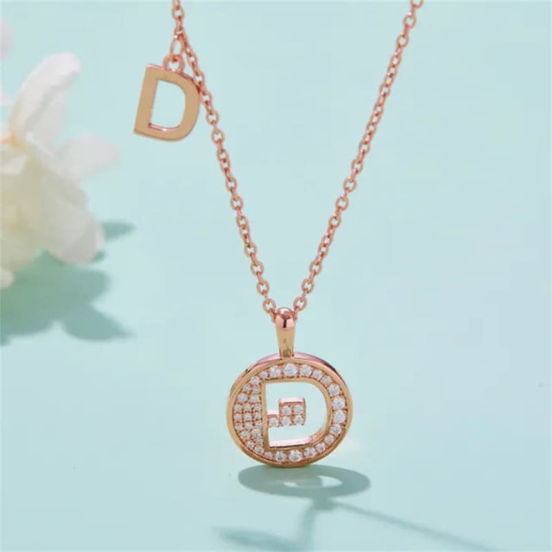 - D - Letter Moissanite Diamond Necklace for Women
