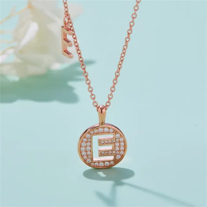- E - Letter Moissanite Diamond Necklace for Women
