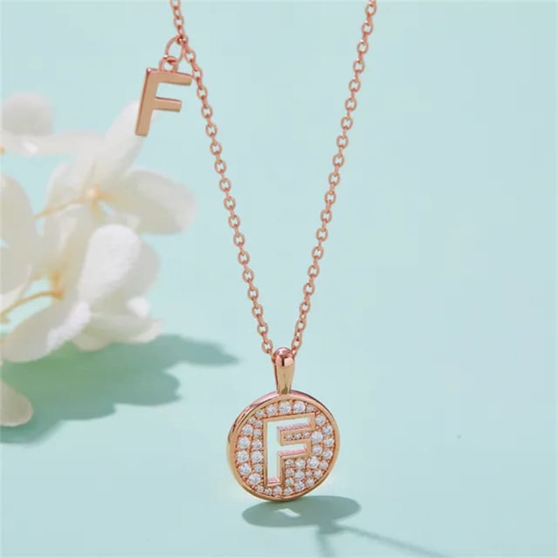 - F - Letter Moissanite Diamond Necklace for Women