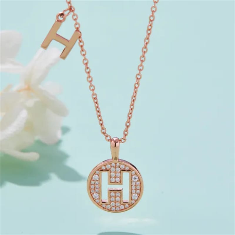- H - Letter Moissanite Diamond Necklace for Women