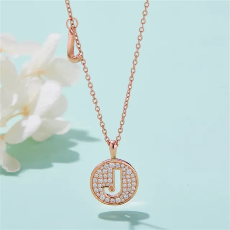 - J - Letter Moissanite Diamond Necklace for Women