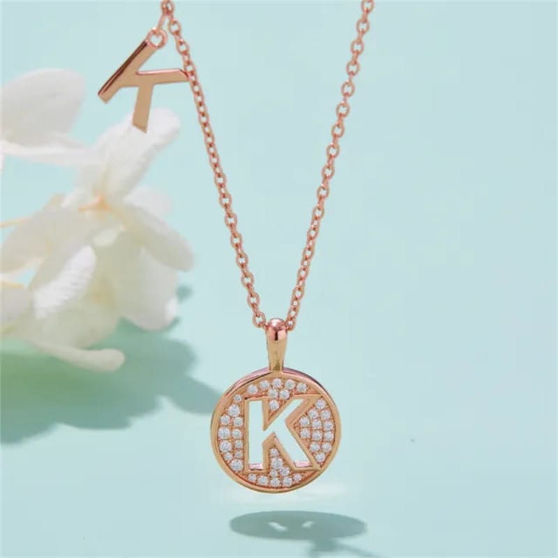 - K - Letter Moissanite Diamond Necklace for Women