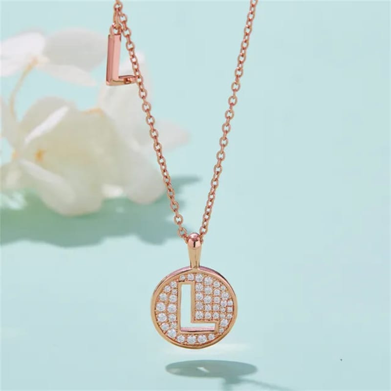 - L - Letter Moissanite Diamond Necklace for Women