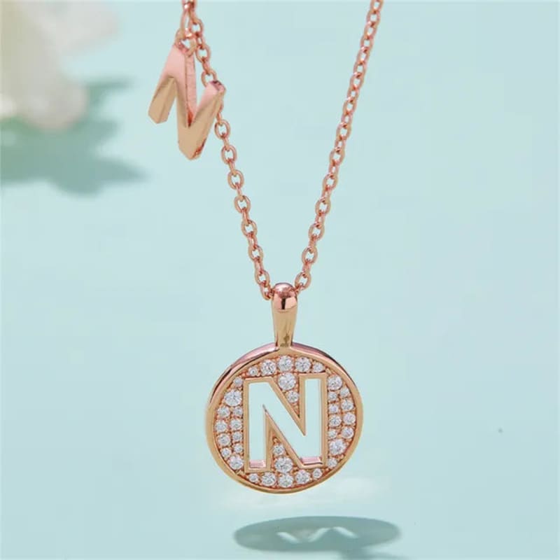 - N - Letter Moissanite Diamond Necklace for Women