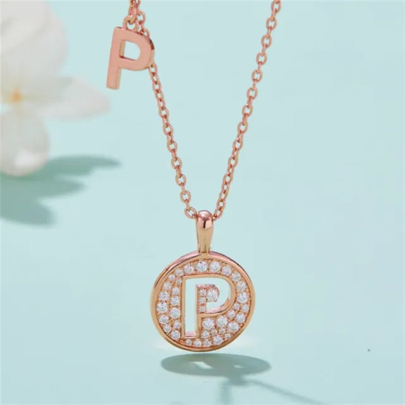 - P - Letter Moissanite Diamond Necklace for Women