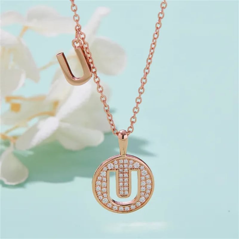 - U - Letter Moissanite Diamond Necklace for Women