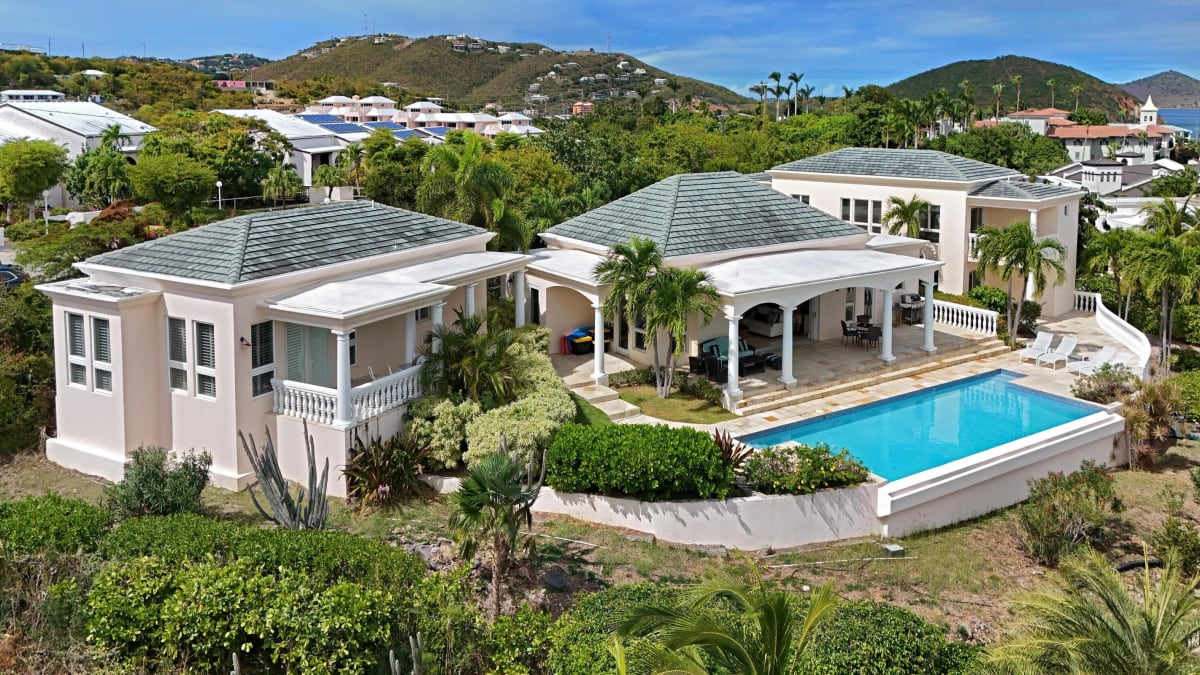 Exterior view of luxury home at dusk
