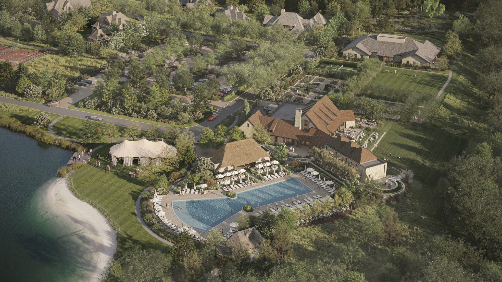 Aerial view of estate at 5623 Hillsboro Pike, Nashville, TN