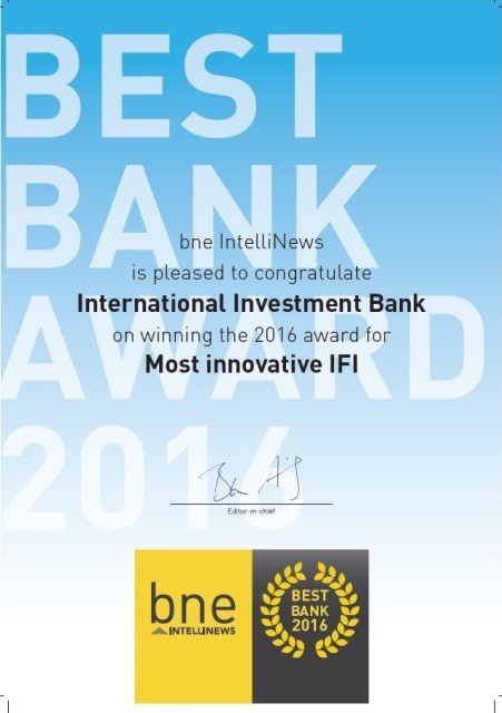 bne IntelliNews magazine calls IIB the Most innovative IFI in 2016