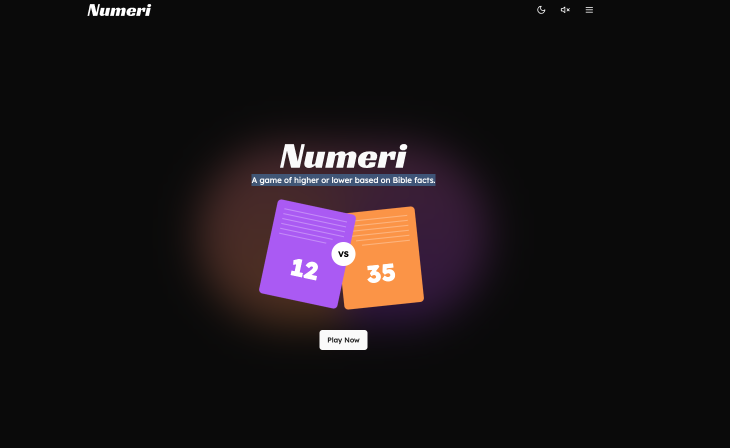 A game of higher or lower based on Bible facts.