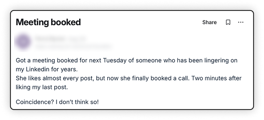 Member post: meeting booked with someone who has been lingering on my LinkedIn for years.